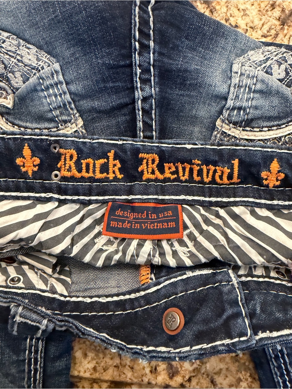 New Rock Revival Yandel Faded Indigo Denim Skinny Jeans Mid Rise Western Rodeo - Picture 13 of 16